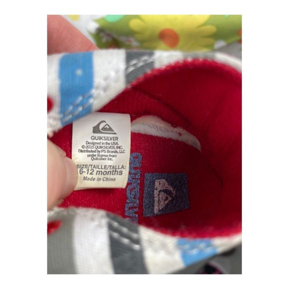 Quicksilver Infant Soft Sole Sneakers Shoes Sz 6-12M Stripes Blue White Grey - Picture 8 of 9